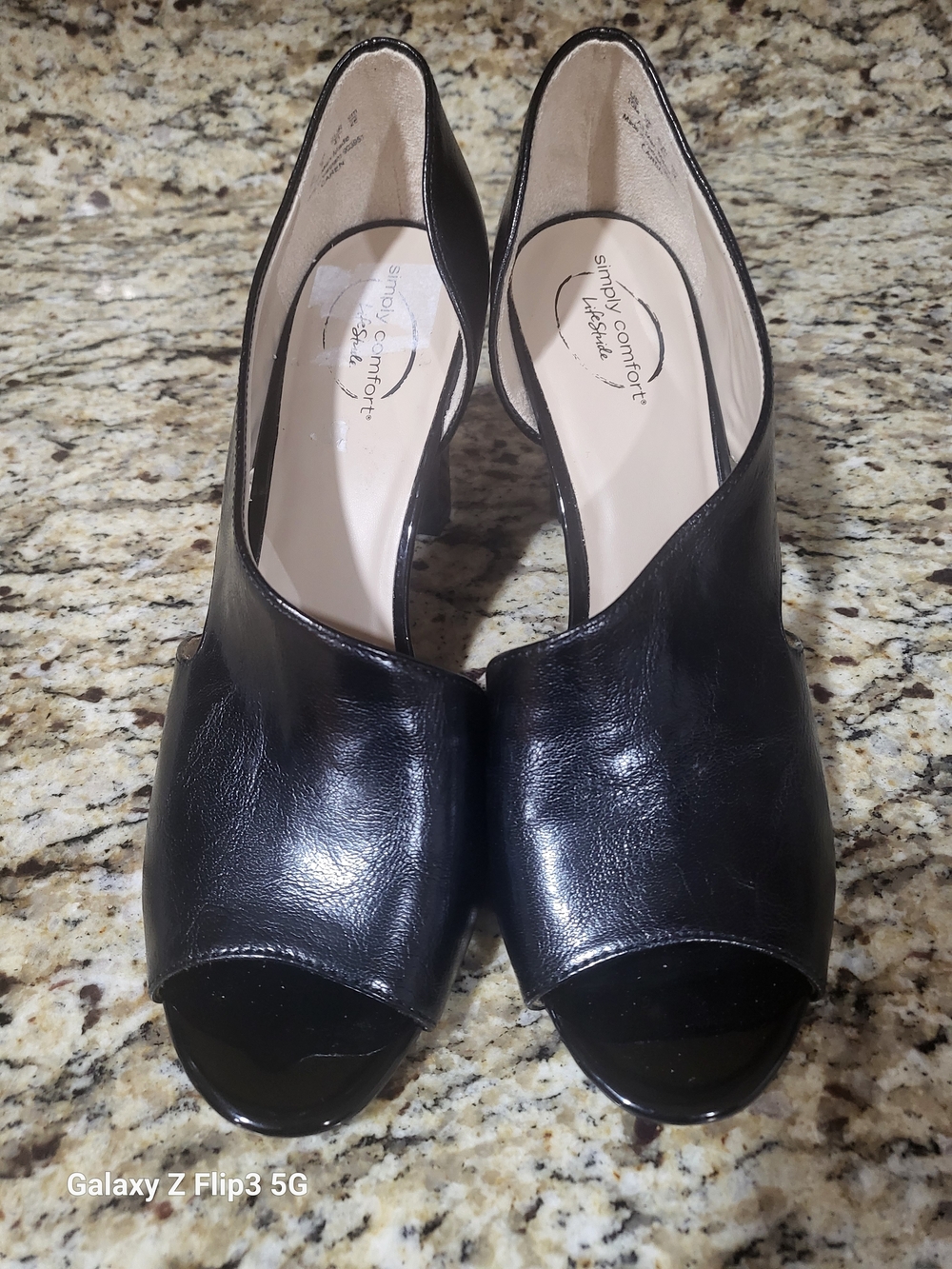 LifeStride Black Open-Toe Low Block Heel Pumps Size 10M Pre-owned